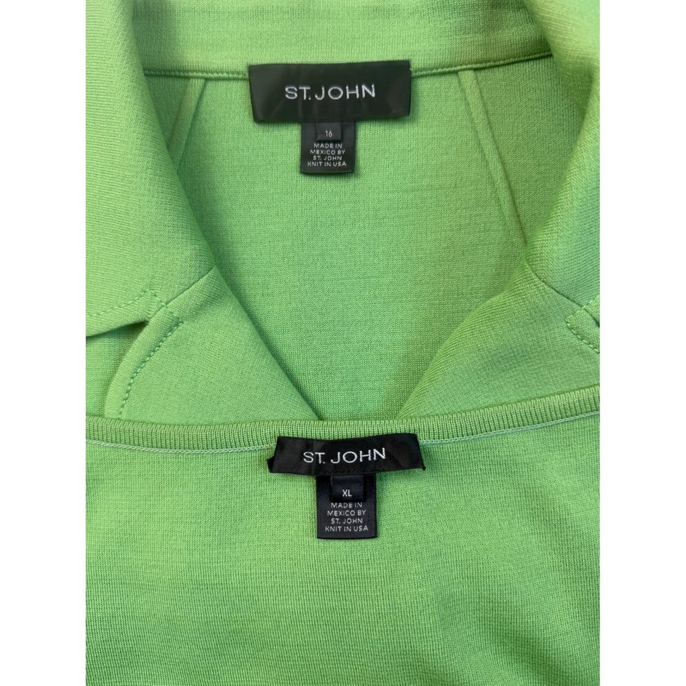 St.‎ John Collection Green Knit Jacket & Tank Set Size 16 XL Wool Blend Santana - Picture 3 of 8